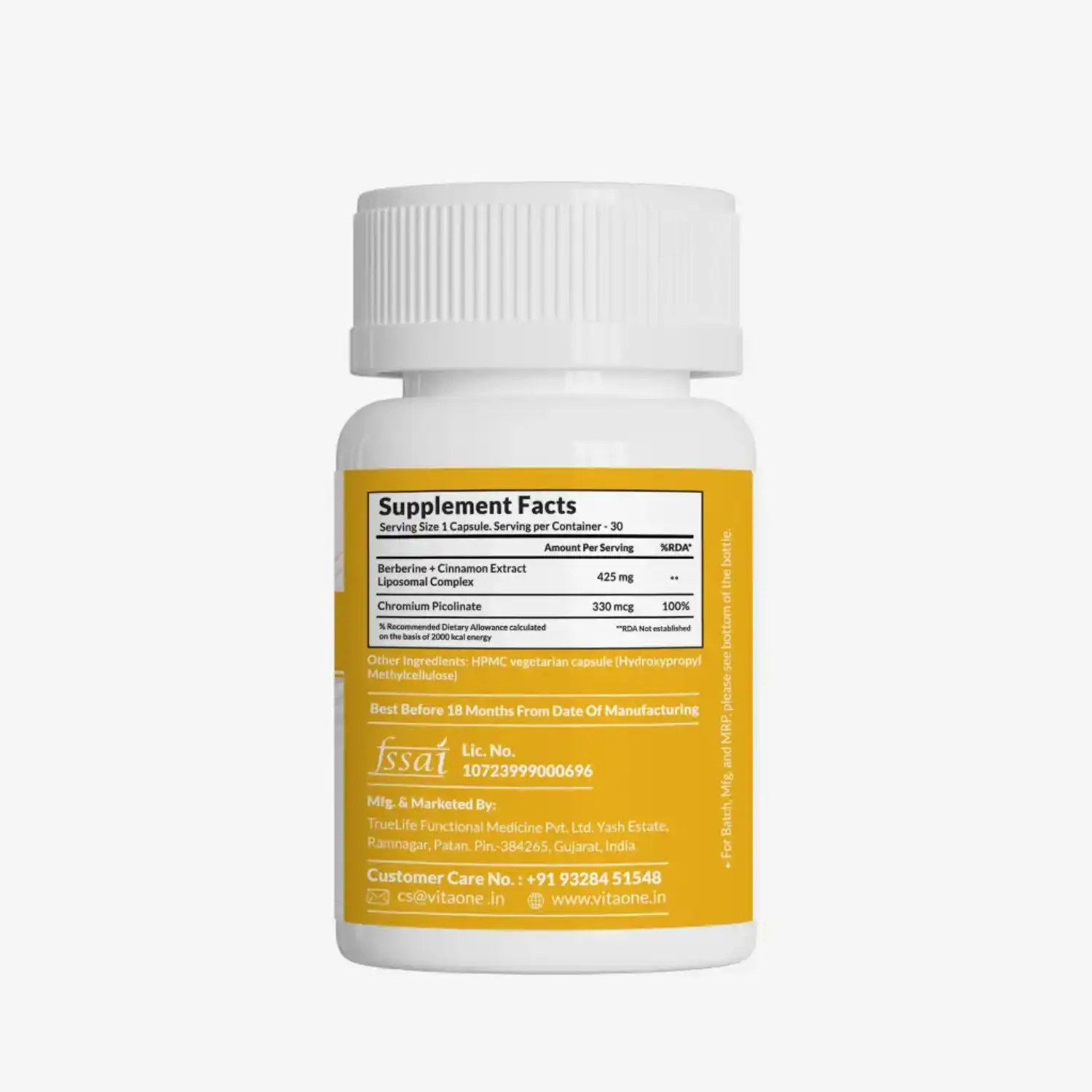 Vitaone Liposomal Berberine Complex Cinnamon + Chromium - 30 Veg Caps